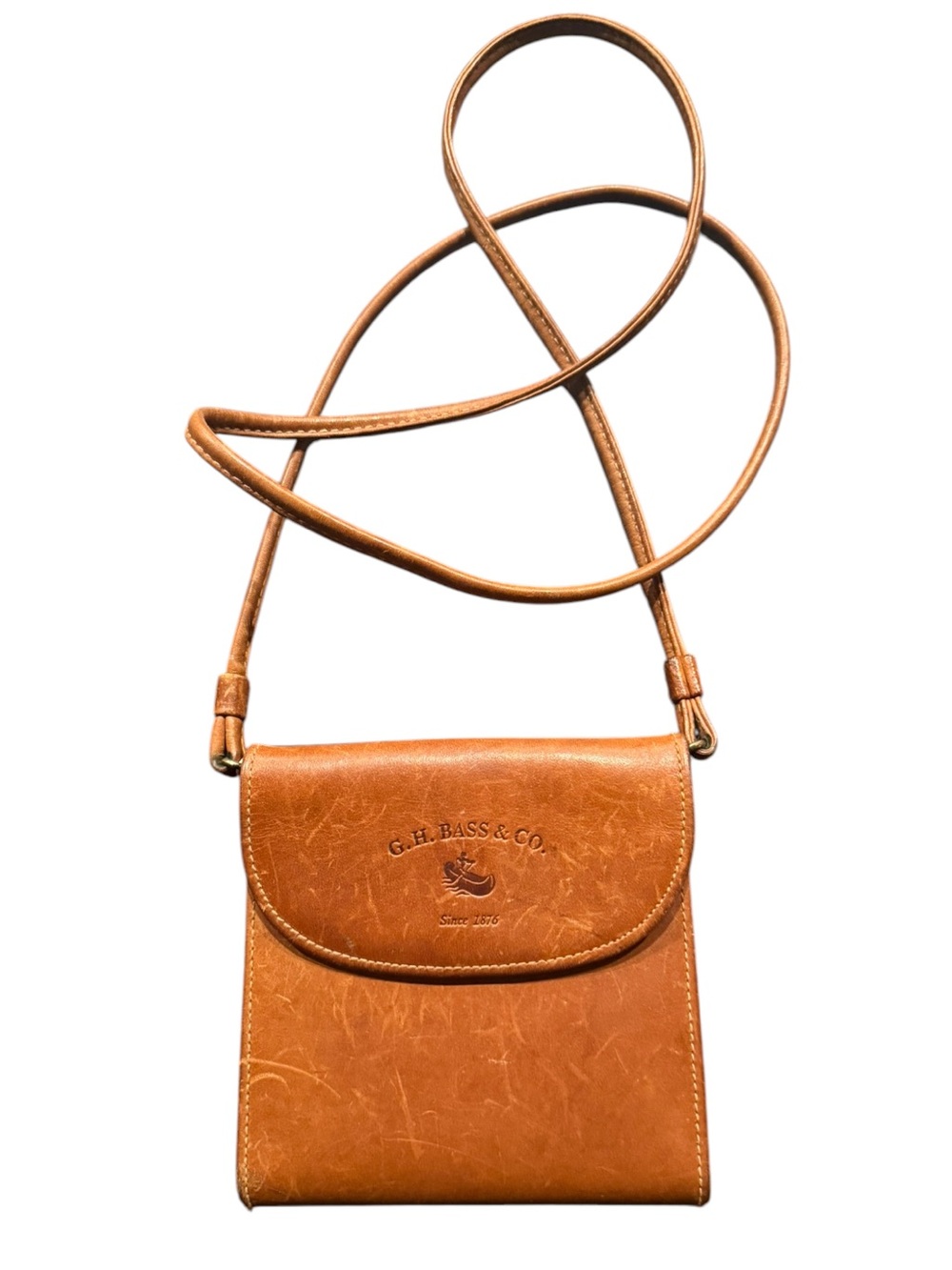 G.H. Bass & Co. Cognac Tan Leather Crossbody Bag